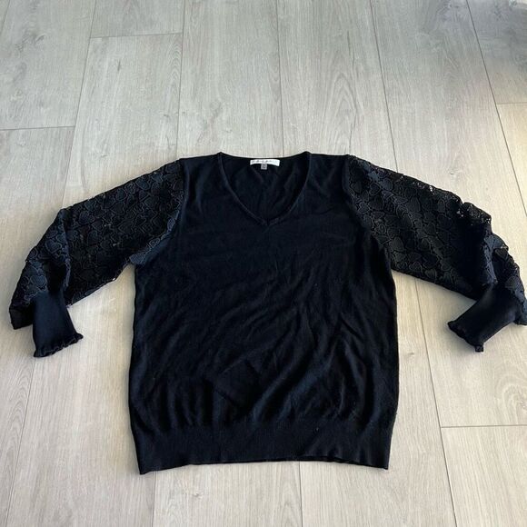 Sioni Milano Black Lace Long Sleeve Top Size L - Picture 1 of 6
